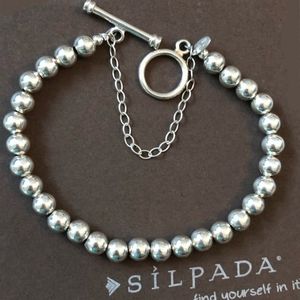 Silpada 925 Sterling Ball Bead 6mm Toggle Bracelet B0059